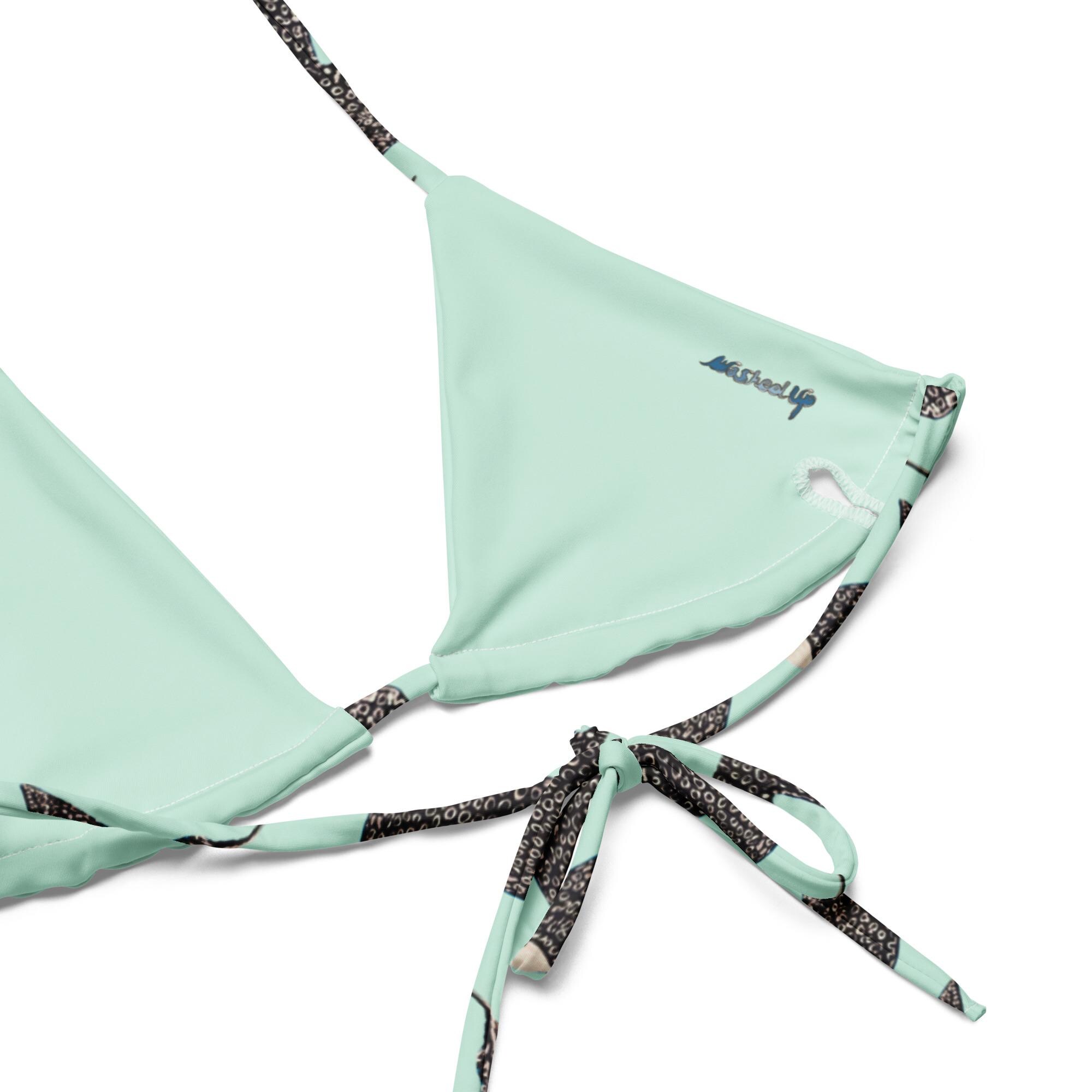 Spotted Eagle Ray String Bikini Top | Mint Green Stingray Women's ...