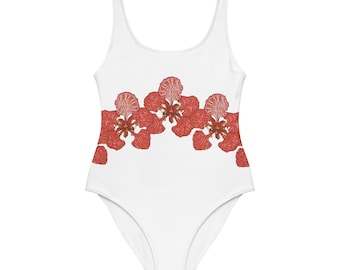 Extravaganter Blumen-Badeanzug | Flammenbaum-Blumendruck-einteiliger Damen-Badeanzug