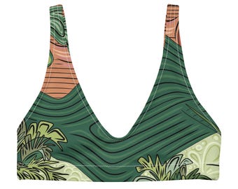 Tropischer Regenwald Sport Bikini Top | Green Jungle Damen Badeanzug Trennt