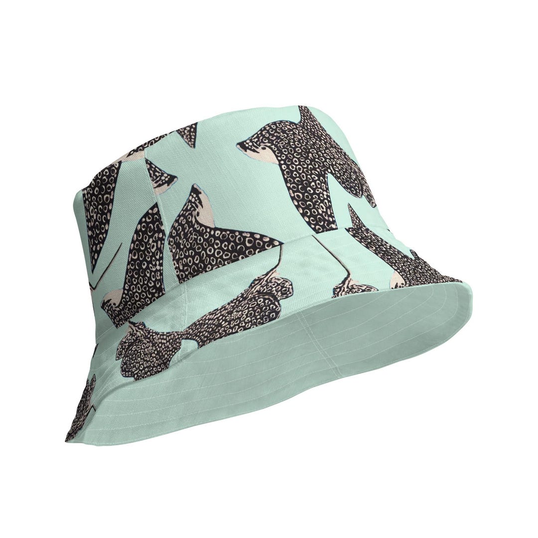 String Ray Hat Spotted Eagle Ray Bucket Hat | Mint Green Stingray Reversible Beach Hat ...