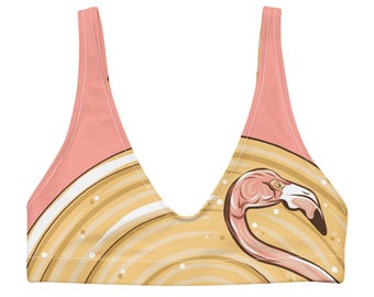 Pink Flamingo Sport Bikini Top | Sunshine Octopus Damen Badeanzug Trennt