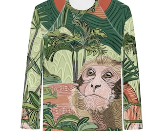 Monkey Business Hautschutz | Grünes Dschungel-Herren-Langarm-Schwimm-Shirt