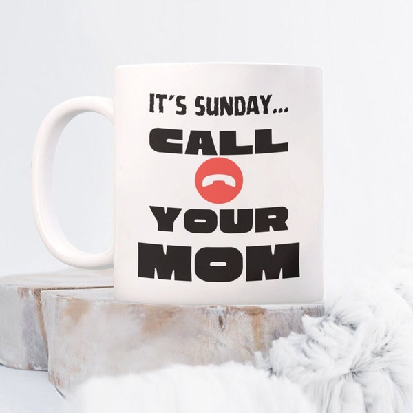 Best Gifts for College Male Students, Christmas Gifts for College Students Boy, It's Sunday - Call Your Mom Coffee Mug, Funny College Mug