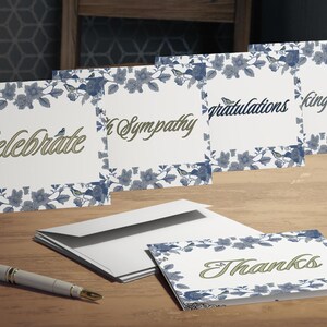 Jeu de cartes de voeux, bordure florale oiseau-papillon, cartes de remerciement, cartes de correspondance de célébration, cartes de condoléances, je pense à vous, félicitations, lot de 5