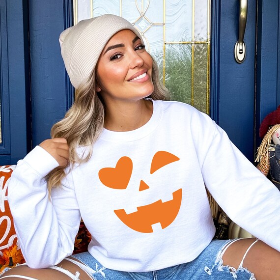 Halloween Sweatshirt for Women Cute Jack-o-lantern Crewneck