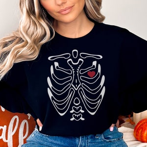 Halloween Sweatshirt for Skeleton Ribcage Heart  - Spooky  & Sweet Style
