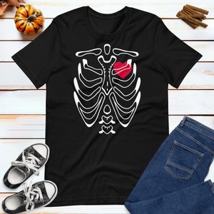 Halloween shirt Skeleton Ribcage Heart - Spooky & Sweet Style t-shirt - halloween shirt cute fall tshirts halloween