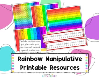 Rainbow Classroom Manipulatives, EYFS, KS1 and KS2 Teacher Resources, Place Value Grid, Multiplication Grid, Hundred Square, Number Line