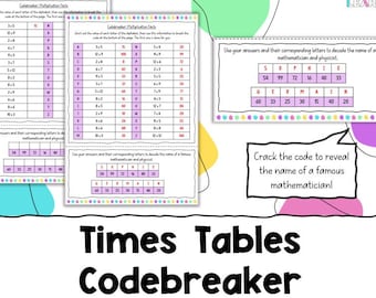 Times Tables/Multiplication Tables Codebreaker Worksheet, Maths Teaching Resources, Home Education Pintables, Digital Download