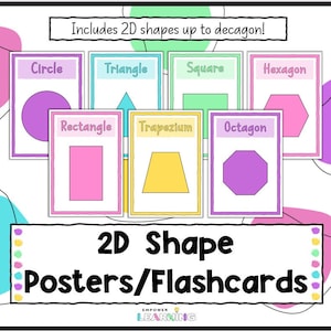 2D Shape Names Posters, Maths Shape Flashcards, Resources for Teachers
