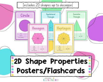 2D Shape Properties Posters, Maths Shape Flashcards, Resources for Teachers