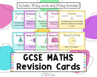 GCSE Maths Revision Flashcards, Printable Key Formulae Cards, Secondary Maths Classroom Aids