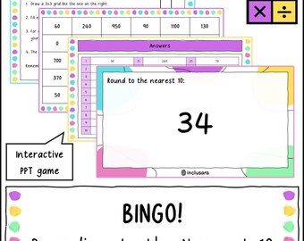 Bingo de arredondamento para a dezena mais próxima, Recursos para professores, Atividades de matemática para a sala de aula
