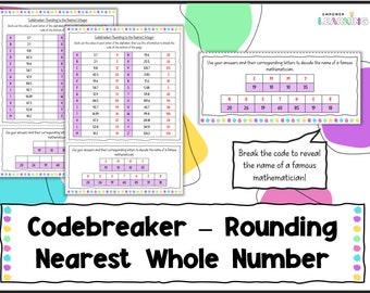 Rounding to the Nearest Whole Number Codebreaker Worksheet, Maths Teaching Resources, Home Education Pintables, Digital Download