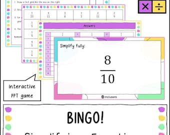 Jogo de Bingo para Simplificar Frações, Recursos para Professores, Atividades de Matemática para a Sala de Aula