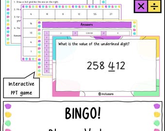 Jogo de Bingo do Valor Posicional, Recursos para o Ensino de Matemática, Download Digital
