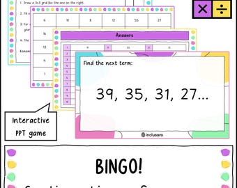 Jogo de Bingo de Sequências Lineares Contínuas, Atividades de Álgebra para a Sala de Aula de Matemática