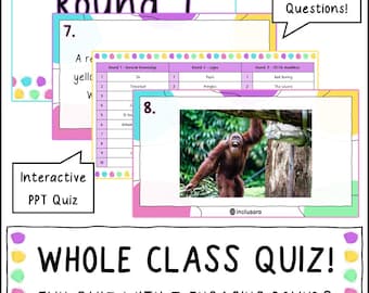 Teste de final de ano para toda a turma, 70 perguntas, 7 rodadas (PPT)