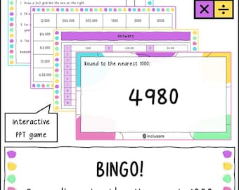 Bingo de arredondamento para o milhar mais próximo, Recursos para professores, Atividades de matemática para a sala de aula