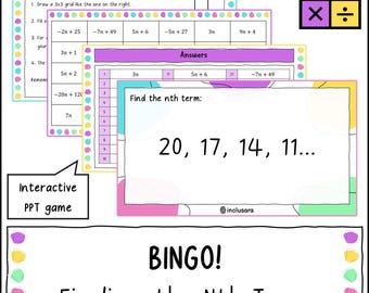 Jogo de Bingo para Calcular o Enésimo Termo de uma Sequência Linear, Atividades de Álgebra para a Sala de Aula de Matemática