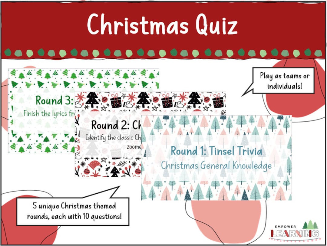 Christmas Quiz 2023, End of Term Quiz, Complete Resources for Teachers, Family Friendly Quiz