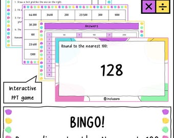 Bingo de arredondamento para a centena mais próxima, Recursos para professores, Atividades de matemática para a sala de aula