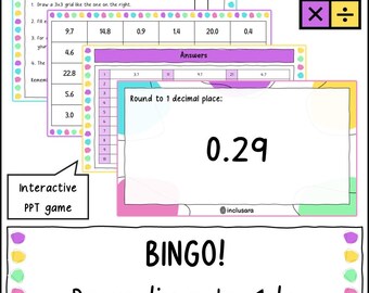 Bingo de arredondamento para 1 casa decimal, Recursos para professores, Atividades de matemática para a sala de aula
