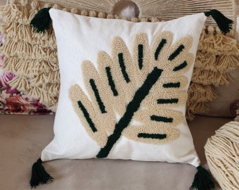 Punch Needle Floral Cushion Cover, Floral Pillow, Scatter Floral Cushion, Decorative Cushion, Woven Pillow, Crochet Pillow, Cottagecore