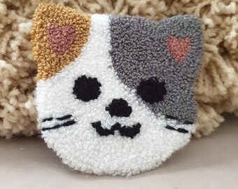 Tugted mug rug, Punch Needle, Handmade Mug Rug, Tufted Car Coaster, Tuft Coaster