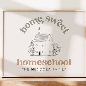 Home Sweet Homeschool Sign | Homeschool Printable Wall Art | Family Name Homeschool Decor *DIGITAL DOWNLOAD*