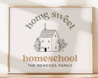 Home Sweet Homeschool Sign | Homeschool Printable Wall Art | Family Name Homeschool Decor *DIGITAL DOWNLOAD*