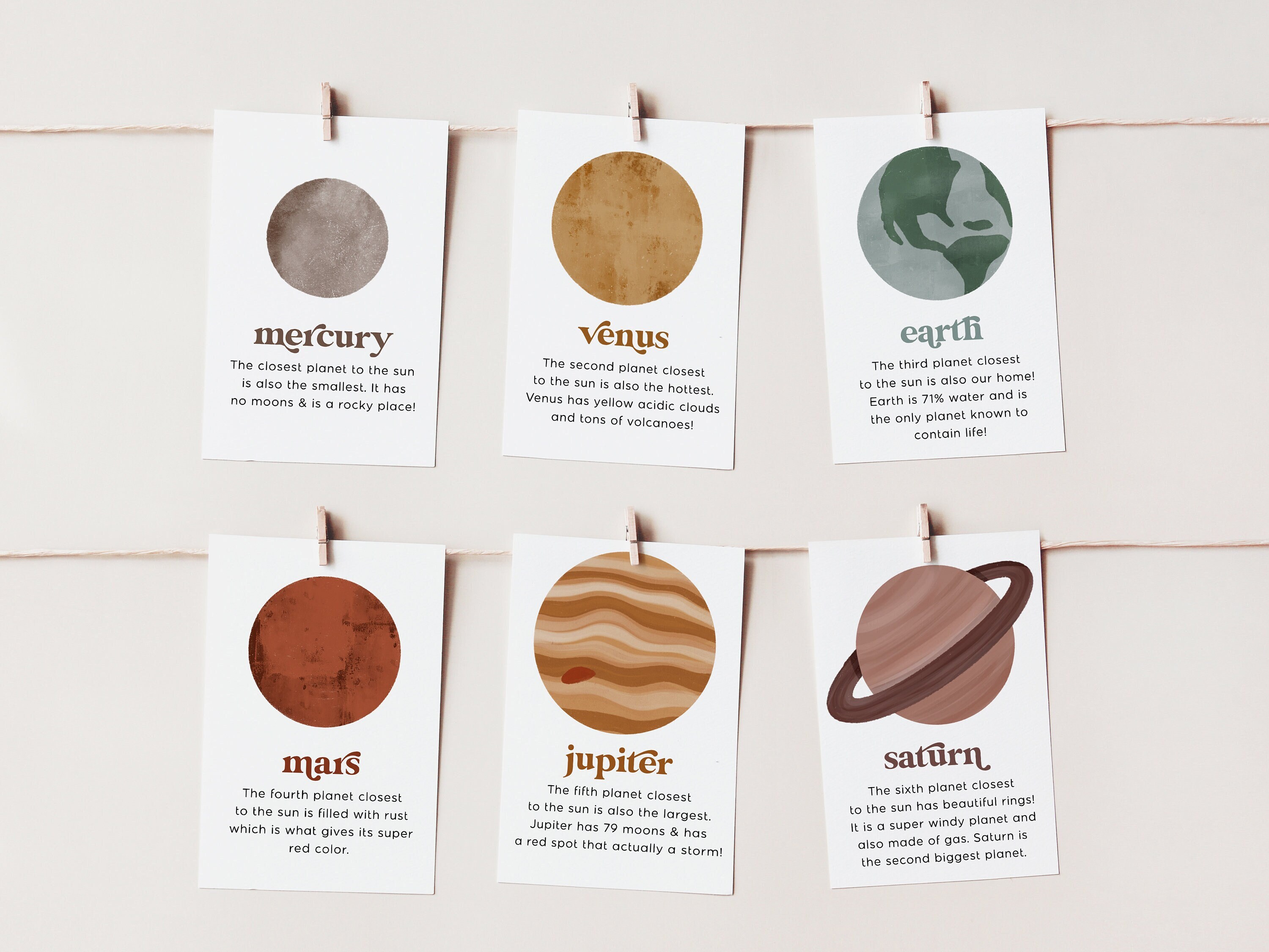 Solar System Flash Cards Printable - Etsy