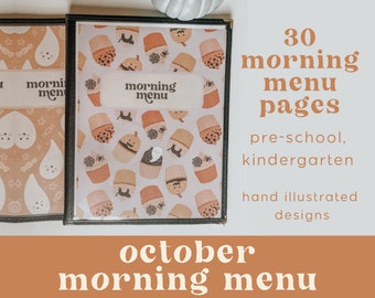 October Morning Menu | Halloween Morning Menu Pages Pre-k & Kinder
