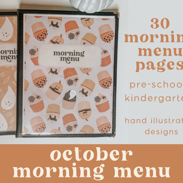 October Morning Menu | Halloween Morning Menu Pages Pre-k & Kinder