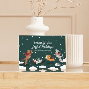Cartes saisonnières d'adorables chiens pour les fêtes, cartes de Noël