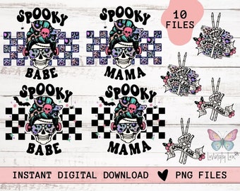Spooky Mama PNG, Spooky Babe Retro PNG, Pastel Halloween Downloadable, Cute Halloween PNG, Mom Mini Instant Download Sublimation Designs