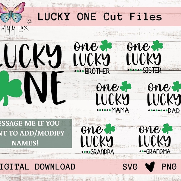 Lucky One erster Geburtstag SVG, St Patrick's Day Passende Familien-Geburtstags-Shirts, One Lucky Mama PNG, Bruder Schwester Passendes Shirt SVG