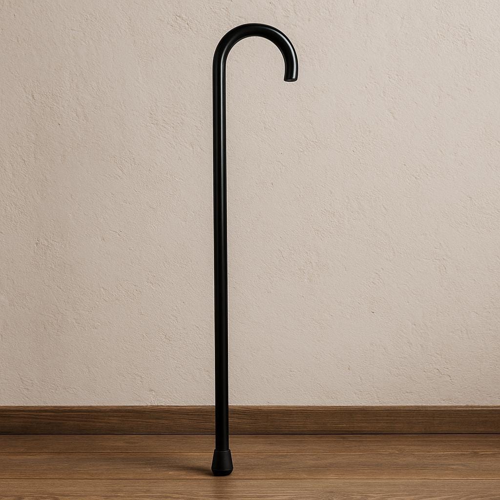 Handgemaakte houten wandelstok, massief houten wandelstok voor mannen en vrouwen, elegant gebogen handvat natuurlijke afwerking, grootvadercadeau, Vaderdag