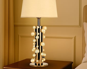 Handmade Pearl Bubble Table Lamp – Luxury Glass Pearl Details, Modern Design