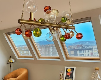 Modern Bubble Glass Chandelier, Handmade Colorful Pendant Lamp with 12 Custom Color Options