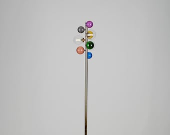 Modern Bubble Floor Lamp, Gold Finish, Colorful Globe Light