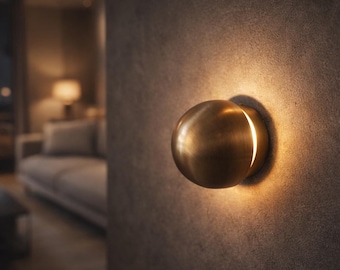Mushroom Wall Sconce, Brass Gold Metal Lamp, Modern Ambient LED Light Fixture