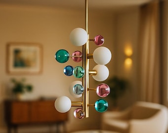 Modern Bubble Glass Pendant Light, Custom Color Options