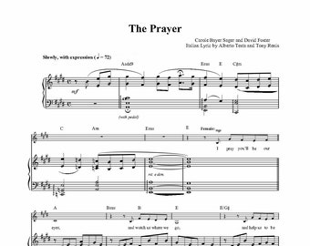 Andrea Bocelli & Celine Dion - The Prayer Sheet Music - Digital Download, Duet, Romantic Ballad, Instant Print