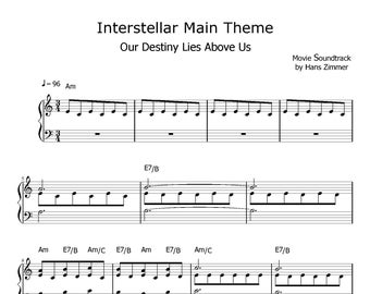 Hans Zimmer - Interstellar Main Theme Sheet Music Download - Digital PDF, Movie Score, Epic Soundtrack, Instant Print