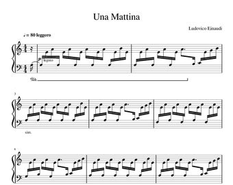 Ludovico Einaudi - Una Mattina Klaviernoten, Sofort Download, druckbare PDF, Musiknoten, Digitaldruck, Songbuch