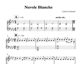 Ludovico Einaudi - Nuvole Bianche Noten Download - Digital PDF, Klavier solo, Zeitgenössische Klassik, Sofortdruck