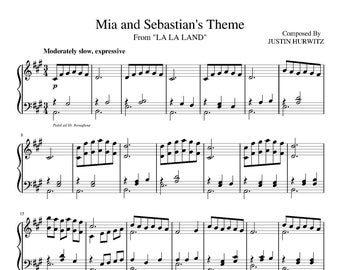 Mia and Sebastian's Theme - La La Land Sheet Music Download - Digital PDF, Piano Solo, Movie Score, Instant Print