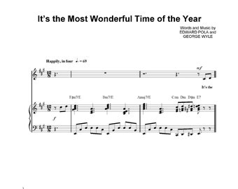 Andy Williams - It's The Most Wonderful Time of the Year Sheet Music - Festive Holiday Decor, Christmas Music Gift, Printable PDF Download