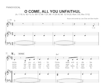 Sovereign Grace - O Come All You Unfaithful Sheet Music for Piano, Guitar | Christian Hymn, Printable Digital Download, Worship Song PDF